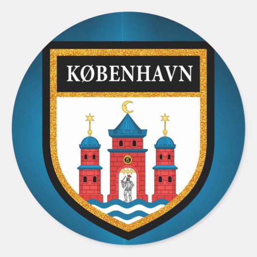 Sticker Rond Drapeau de Copenhague (Devant)