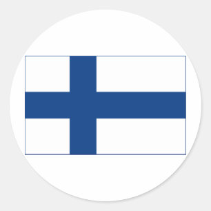 Sticker Rond Drapeau de croix nordique bleue de la Finlande sur