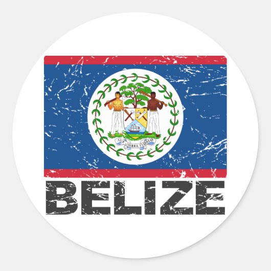 Sticker Rond Drapeau de cru de Belize (Devant)