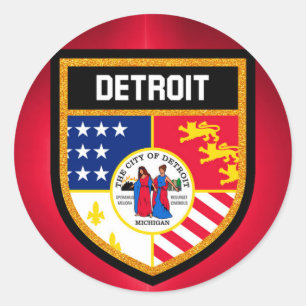 Sticker Rond Drapeau de Détroit