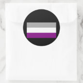 STICKER ROND DRAPEAU DE FIERTÉ ASEXUEL OFFICIEL (Sac)