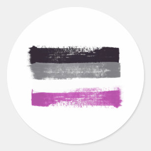 STICKER ROND DRAPEAU DE FIERTÉ ASEXUELLE PEINTE