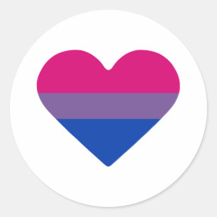 Sticker Rond Drapeau de fierté bisexuel Cœur
