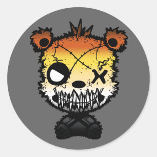 Sticker Rond Drapeau de fierté de l'ours gay goth coloré
