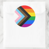 Sticker Rond Drapeau de fierté de progrès LGBTQ+ (Sac)