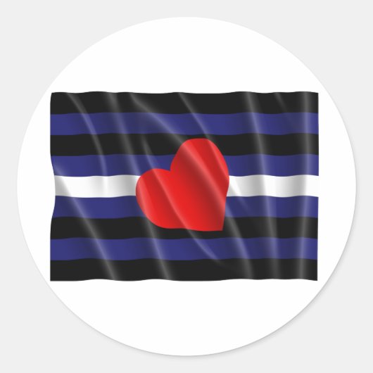 STICKER ROND DRAPEAU DE FIERTE EN CUIR FLOTTANT (Devant)