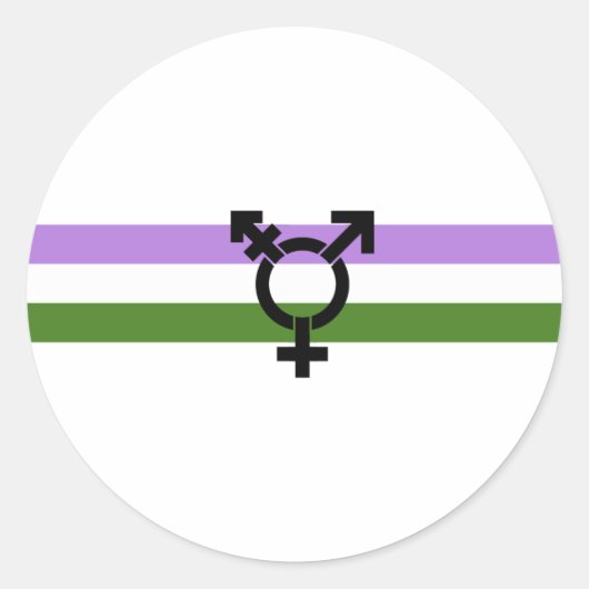 Sticker Rond Drapeau de fierté genderqueer (Devant)