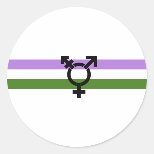 Sticker Rond Drapeau de fierté genderqueer (Devant)