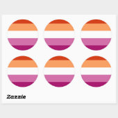 Sticker Rond Drapeau de fierté lesbienne (5 bandes) (Feuille)