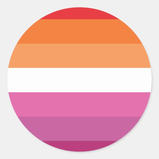 Sticker Rond Drapeau de fierté lesbienne (Coucher de soleil) (Devant)