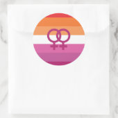 Sticker Rond Drapeau de fierté lesbienne WLW (Coucher de soleil (Sac)
