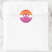 Sticker Rond Drapeau de fierté lesbienne WLW (Coucher de soleil (Sac)