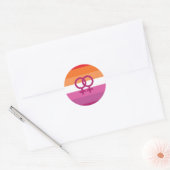 Sticker Rond Drapeau de fierté lesbienne WLW (Coucher de soleil (Enveloppe)