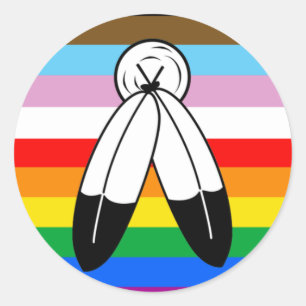 Sticker Rond Drapeau de fierté Progress Pride LGBTQ+ Two-Spirit