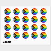 Sticker Rond Drapeau de fierté progressiste LGBTQ+ (Feuille)