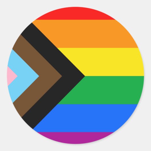 Sticker Rond Drapeau de fierté progressiste LGBTQ+ (Devant)