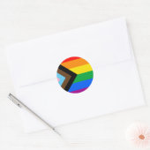 Sticker Rond Drapeau de fierté progressiste LGBTQ+ (Enveloppe)