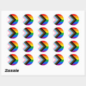 Sticker Rond Drapeau de fierté progressiste LGBTQ+ (Feuille)