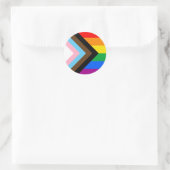Sticker Rond Drapeau de fierté progressiste LGBTQ+ (Sac)