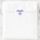 Sticker Rond Drapeau de fierté trans cœur (Sac)