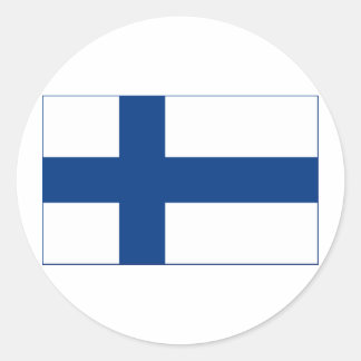 Sticker Rond Drapeau de Finlande Croix nordique Bleue sur Stick