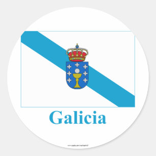 Sticker Rond Drapeau de Galice avec nom
