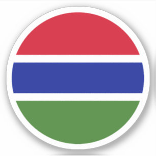 Sticker rond drapeau de Gambie