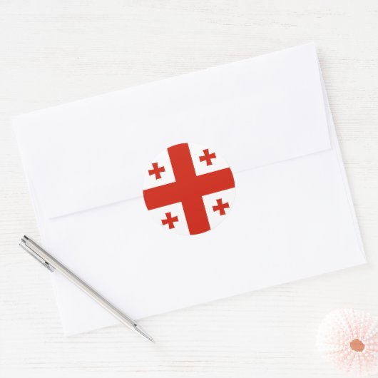 Sticker Rond Drapeau de Géorgie (Enveloppe)