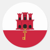 Sticker Rond Drapeau de Gibraltar (Devant)