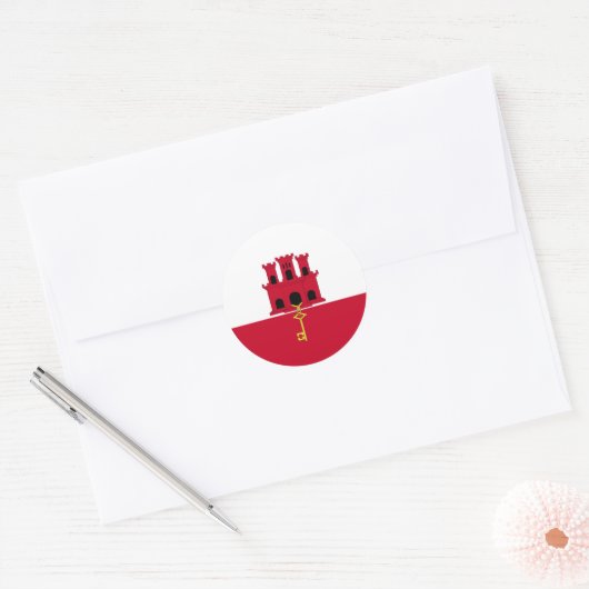 Sticker Rond Drapeau de Gibraltar (Enveloppe)