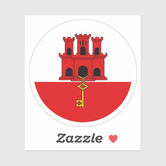 Sticker rond drapeau de Gibraltar (Feuille)