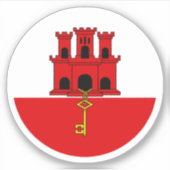 Sticker rond drapeau de Gibraltar (Devant)