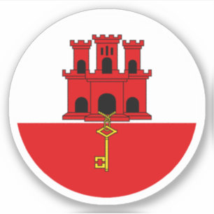Sticker rond drapeau de Gibraltar
