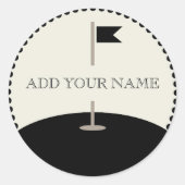 Sticker Rond Drapeau de golf avec texte personnalisé (Devant)