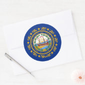 Sticker Rond Drapeau de Granite Stater, Drapeau du New Hampshir (Enveloppe)