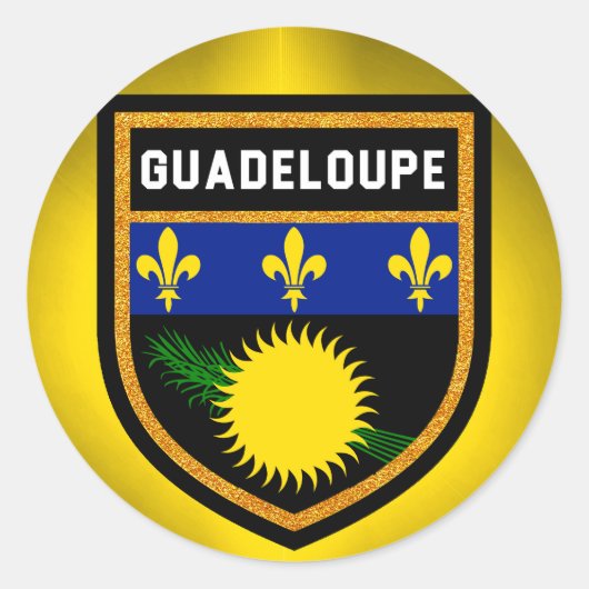 Sticker Rond Drapeau de Guadeloupe (Devant)