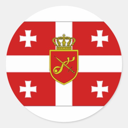 Sticker Rond Drapeau de guerre de Géorgie (Devant)