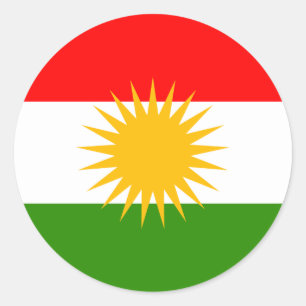 Sticker Rond Drapeau de haute qualité du Kurdistan