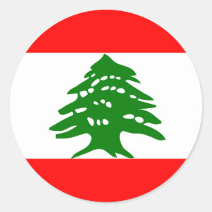 Sticker Rond Drapeau de haute qualité du Liban