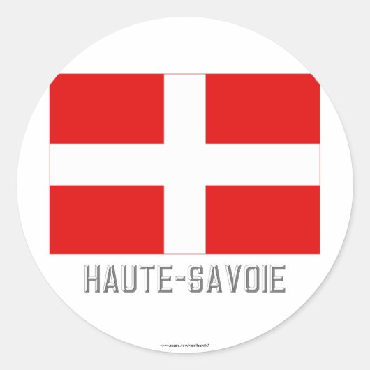 Sticker Rond Drapeau de Haute-Savoie avec nom (Devant)