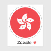 Sticker rond Drapeau de Hong Kong (Feuille)