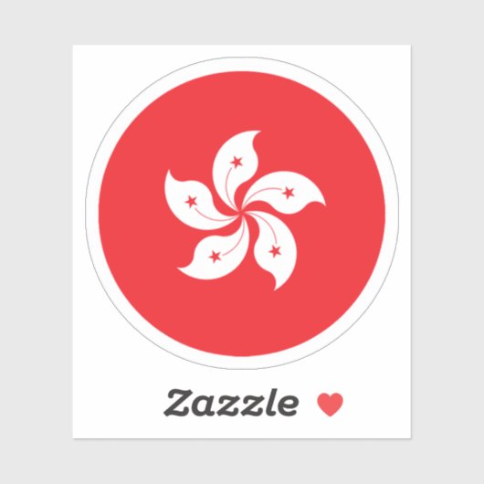 Sticker rond Drapeau de Hong Kong (Feuille)