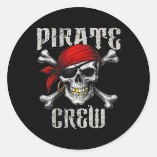 Sticker Rond Drapeau De Jolly roger De L'Équipage Pirate Et Tra