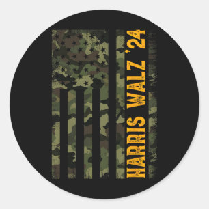 Sticker Rond Drapeau de Kamala Camo pour l'élection présidentie