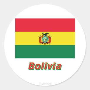 Sticker Rond Drapeau de la Bolivie avec le nom