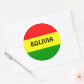 Sticker Rond Drapeau de la Bolivie, étiqueté. (Enveloppe)