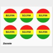 Sticker Rond Drapeau de la Bolivie, étiqueté. (Feuille)