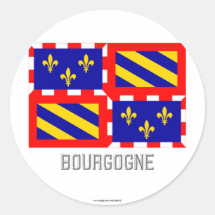 Sticker Rond Drapeau de la Bourgogne avec le nom