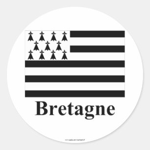 Sticker Rond Drapeau de la Bretagne avec le nom en français