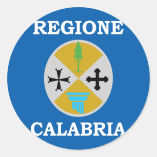 Sticker Rond Drapeau de la Calabre, Italie